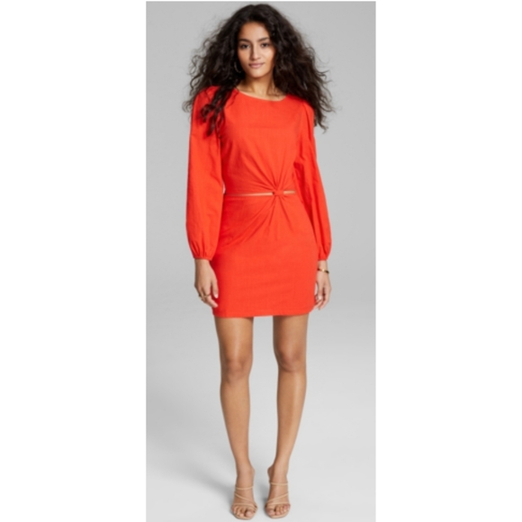 And Now This Dresses & Skirts - And Now This Cotton Cutout Long-Sleeve Mini Dress Medium